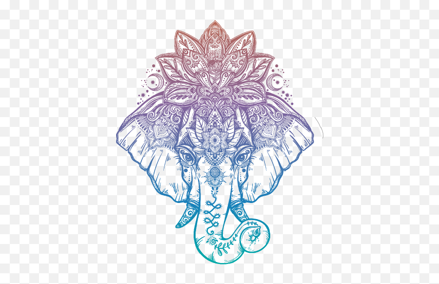 Elephant With Lotus Flower Boho Sticker - Elephant Mandala Emoji,Lotus Flower Emoji