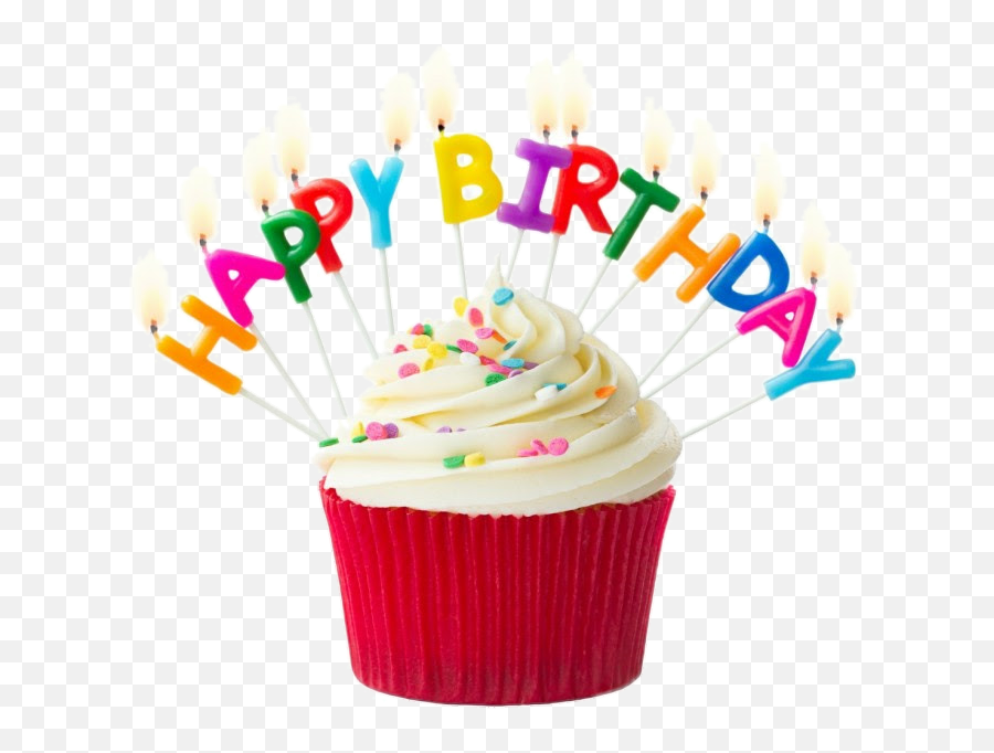 Colorful Happy Happybirthday Cupcake - Happy Birthday Cupcake With Candles Emoji,Emoji Birthday Cupcakes