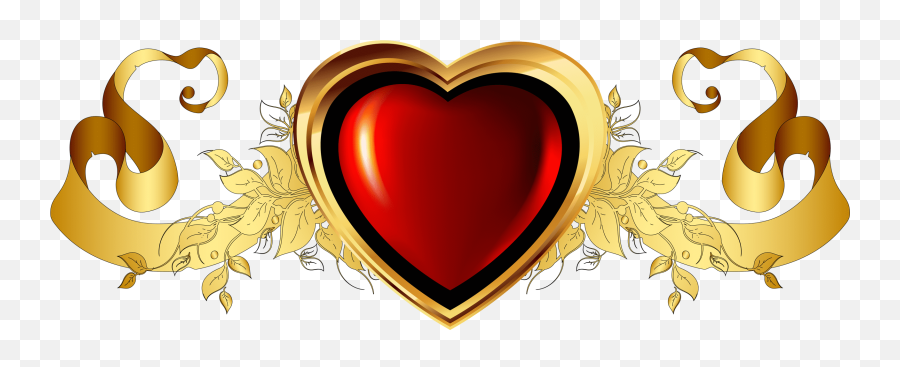 Gold Banner Element Clipart - Red And Gold Hearts Emoji,Golden Heart Emoji