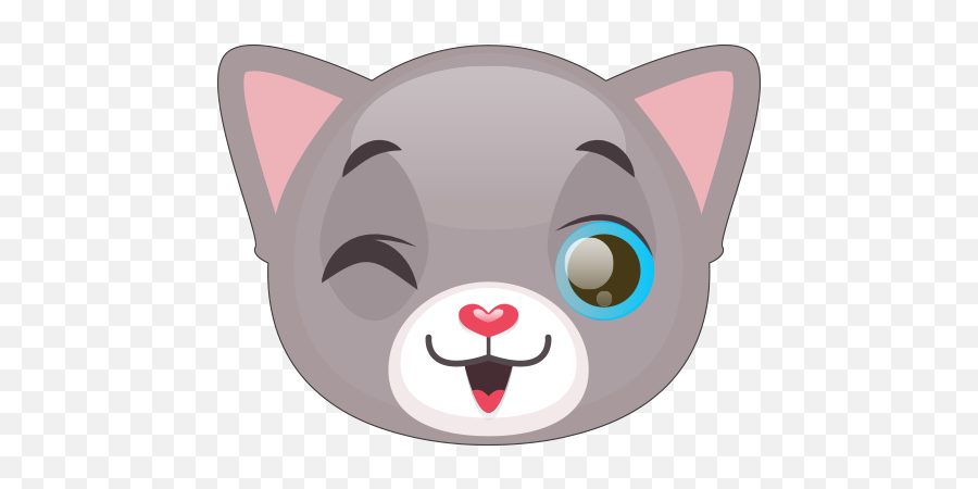 Cute Cat And Kitten Emoji - Cat Mouth Smile Vector,Grey Cat Emoji