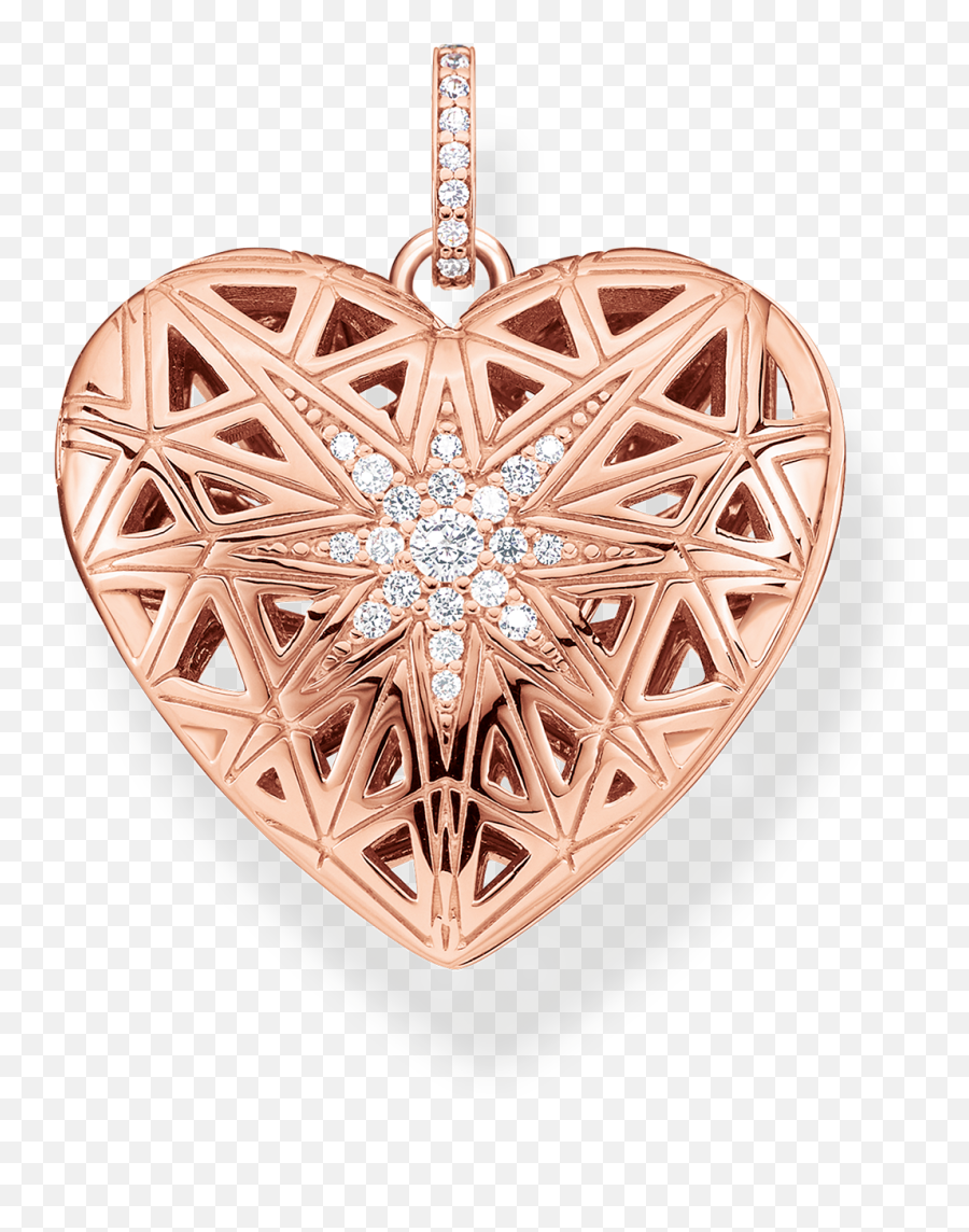 Everything About Love - Women Thomas Sabo Pendant Heart Medallion Star Sterling Silver Rose Emoji,100 Emoji Necklace