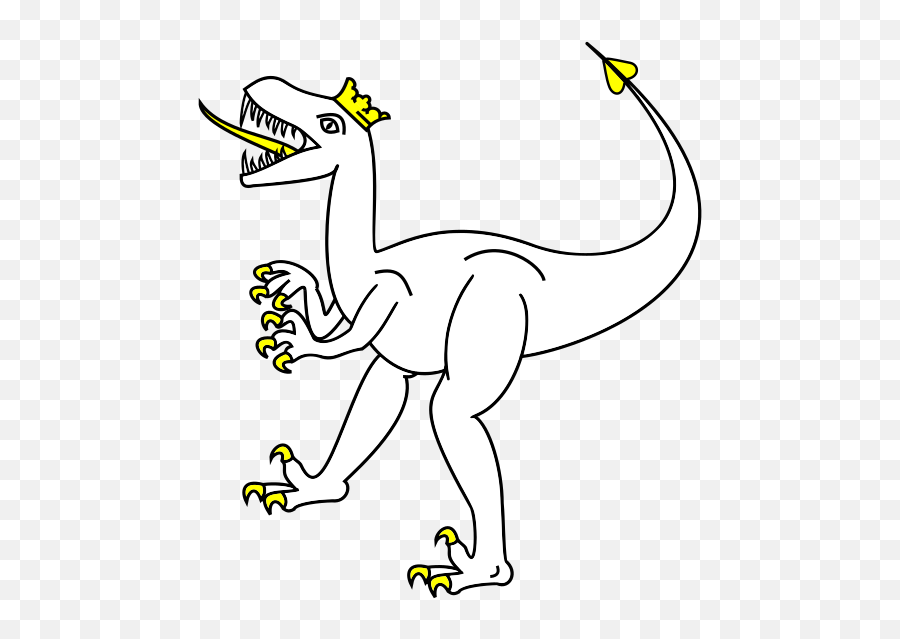Heraldry Velociraptor Crowned - Cartoon Emoji,Dinosaur Emoji Text