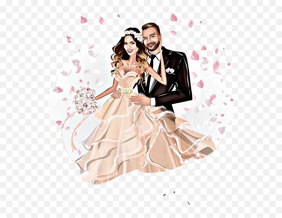 Bride Groom Art Cartoon Married Justmarried Wedding Lov - Bride And Groom  Cartoon Art Emoji,Bride And Groom Emoji - free transparent emoji -  