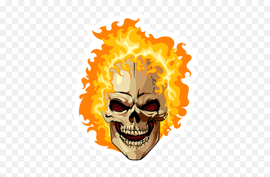 Ghost Rider Fire Head Sticker - Sticker Mania Ghost Rider Head Drawing Emoji,Ghost Emoji