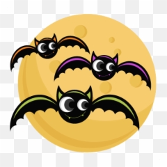 Bats With Moon Svg Cutting Files Bat Svg Cut File Halloween - Transparent Background Cute Halloween Png Emoji,Bat Emoticon