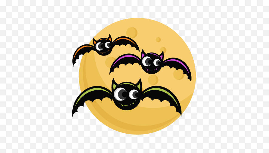 Bats With Moon Svg Cutting Files Bat Svg Cut File Halloween - Transparent Background Cute Halloween Png Emoji,Bat Emoticon