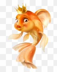 Download Clipart Cartoon Fish Little - Queen Fish Cartoon Emoji,Goldfish Emoji