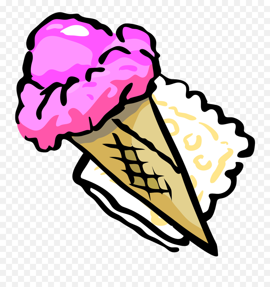 Cone Ice Cream Pink Dessert Waffle - Clip Art Transparent Background Ice Cream Emoji,Emoji Ice Cream Cake