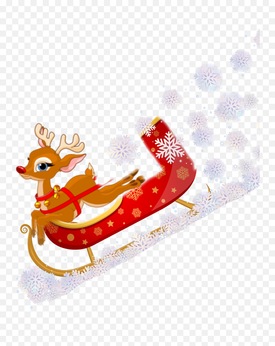 Freetoedit Reindeer Sleigh Santa Snow - Santa Claus Sleigh Cartoon Emoji, Sleigh Emoji - free transparent emoji 
