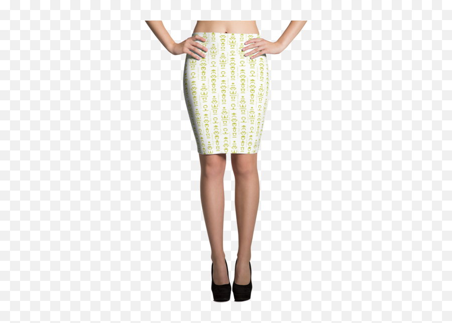 Fts White And Gold Pencil Skirt - Skirt Emoji,Black Emoji Skirt