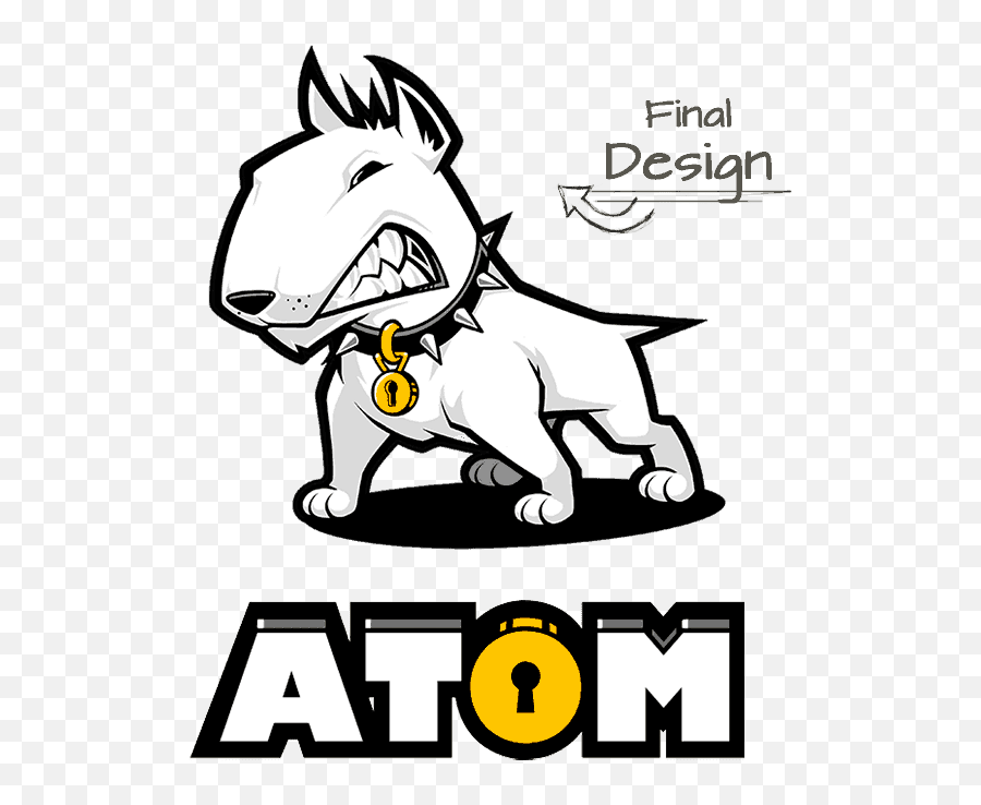 Atom Logos Design Security Logo Cartoon Logo - Bull Terrier Mascot Sketch Emoji,Atom Emoji