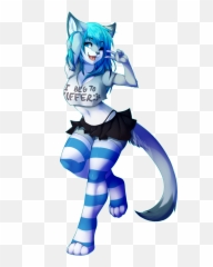 Furry Furryanime Wulf Wolf Girl Blue - Furry Funny Emoji,Furry Emoji