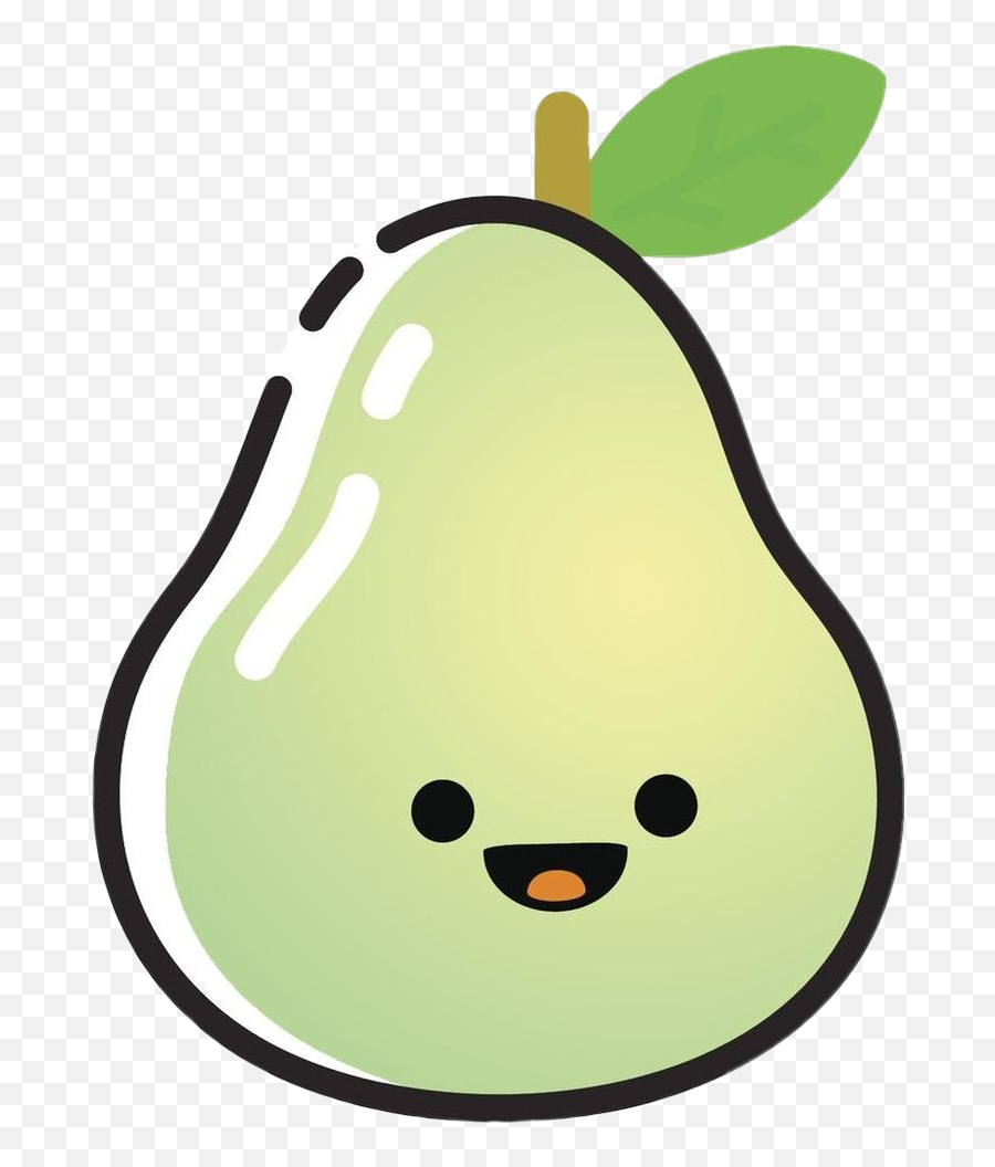 Happy Cute Kawaii Fruit Cartoon Emoji - Lemon Vinyl Decal Kawaii Pear,Raspberry Emoji