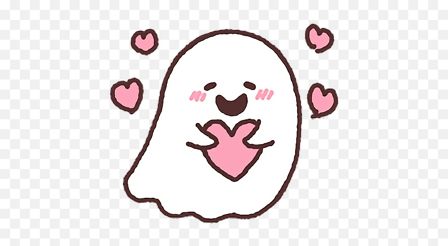 Ghost Hug Heart Kawaii Pink Happy - Transparent Tumbler Cute Stickers Emoji,Ghost Hug Emoji