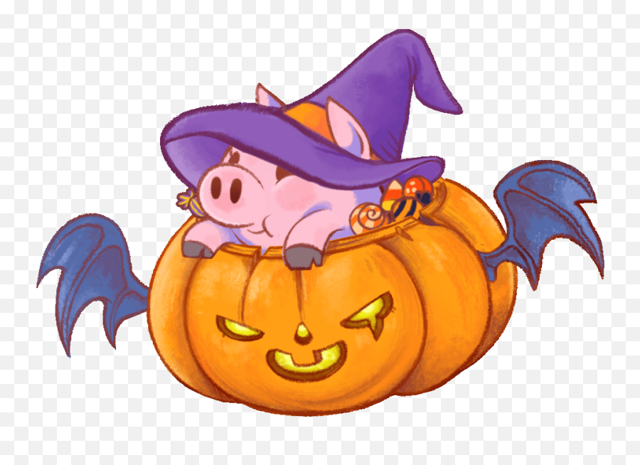 Chinese Pig Year 2019 - Cartoon Emoji,Happy Halloween Emoticon