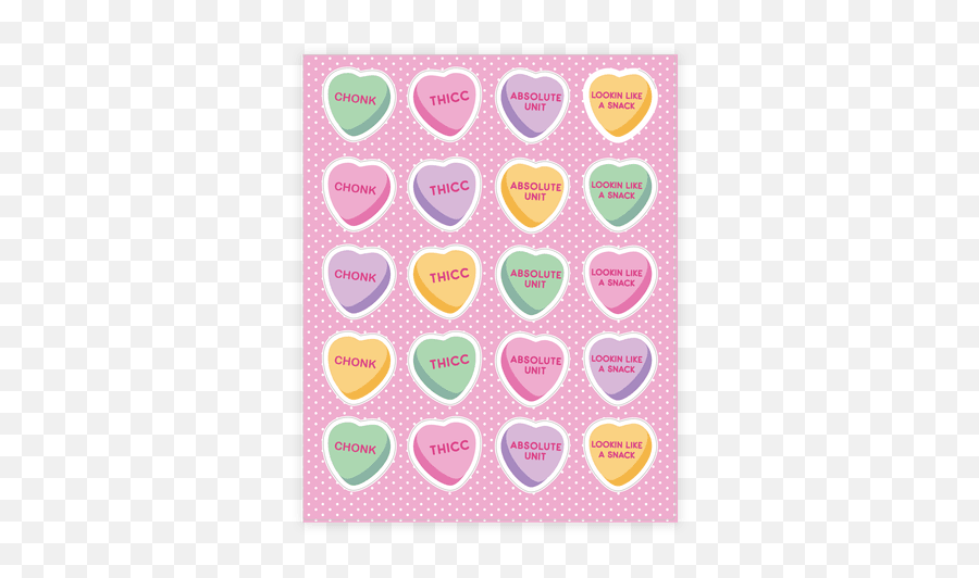 Candy Heart Stickers Sticker And Decal Sheets Lookhuman - Sweethearts Emoji,Candy Emoji