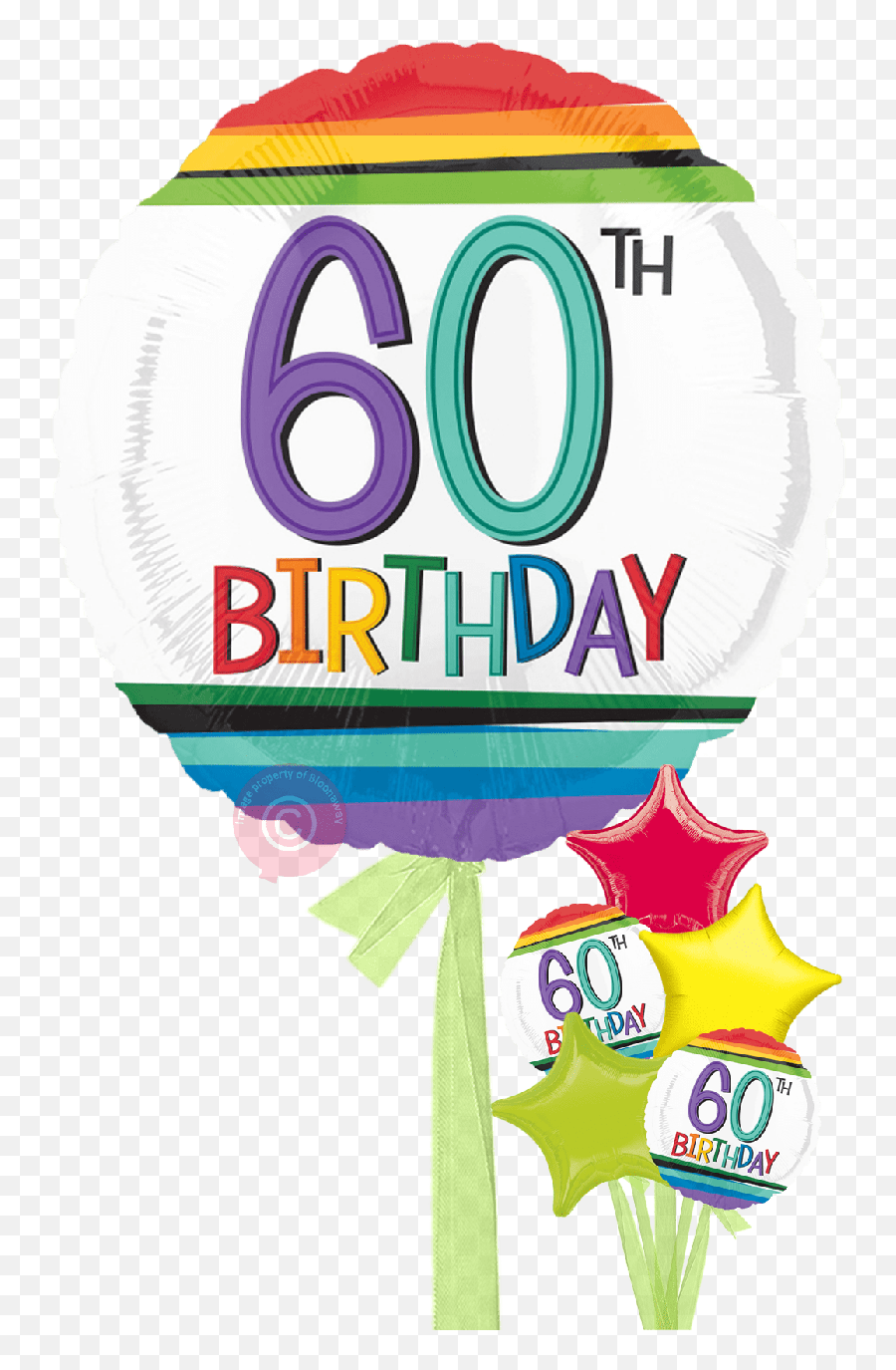 Num 60 Rainbow 60th Birthday Balloons - Clip Art Emoji,Birthday Emoji Symbols