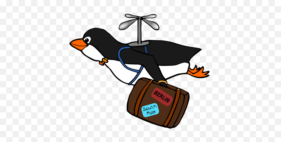 Penguin Flying With A Suitcase Illustration - Migration Clip Art Emoji,Bird Emoticon