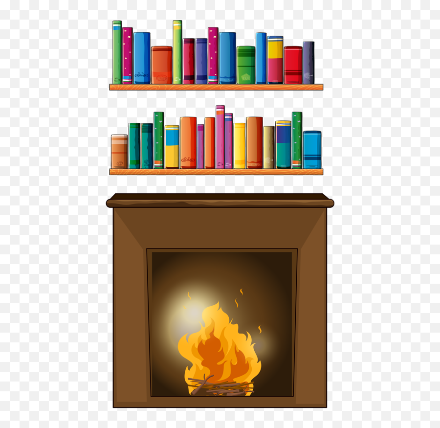 Download Fireplace And Books - Reading By A Fireplace Clipart Emoji,Fireplace Emoji