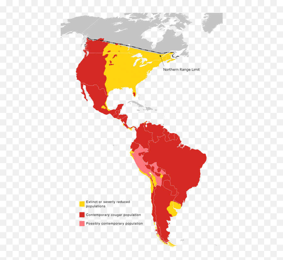 Cougar Range Map 2010 - Latin America Emoji,Emoticons Para Tt