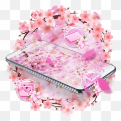 Pink Sakura Theme - Cherry Blossom Emoji,Sakura Flower Emoji