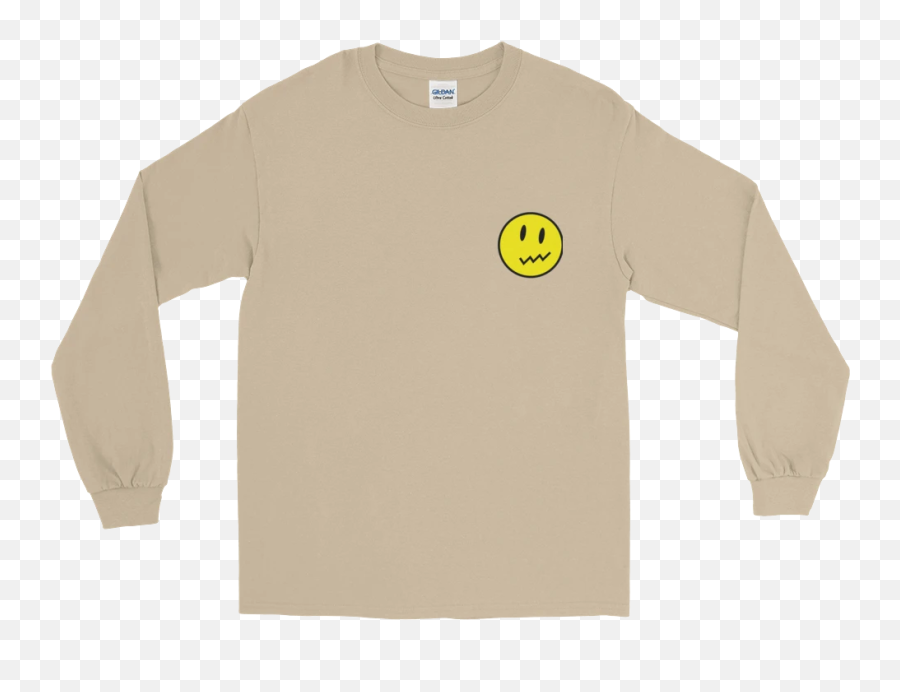 Unsure Smiley Long Sleeve Tee - Long Sleeve Beige T Shirt Png Emoji,Unsure Emoticon