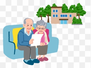 Retired Couple Sitting On A Couch - Altenpflege Clipart Emoji