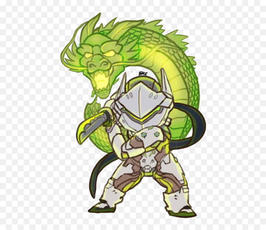 Genji Overwatch Chibi Sticker - Chibi Overwatch Wallpaper Hd Emoji,Genji Emoji