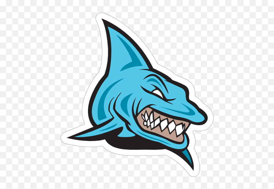 Menacing Blue Shark Mascot Sticker - Par En Bas Sharks Emoji,How To Make A Shark Emoji
