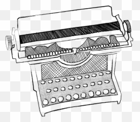 Typewriter Line Drawing Vintage - Sketsa Gambar Mesin Ketik Emoji