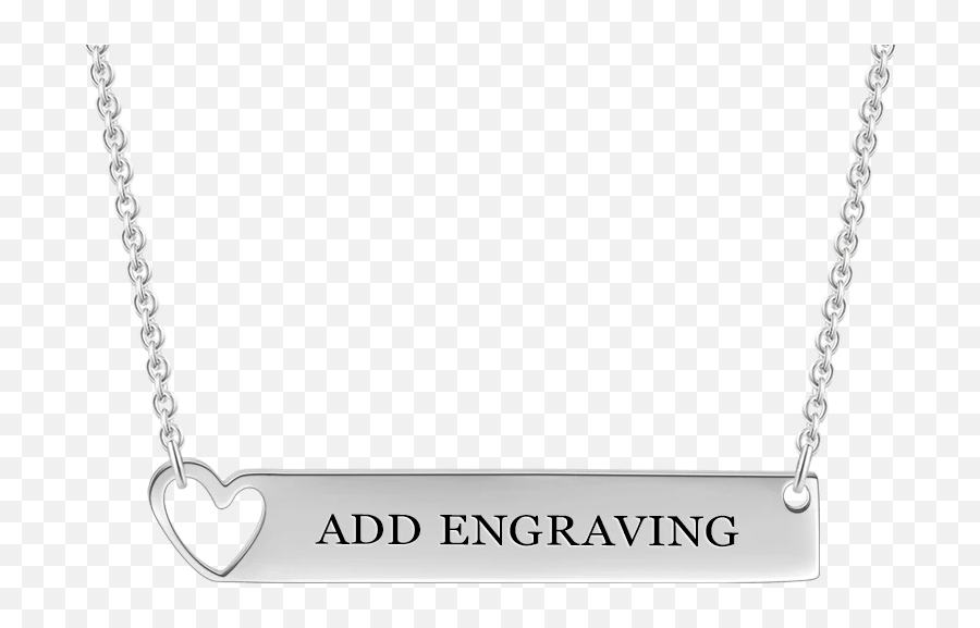 Engravable Heart Bar Necklace Silver - Necklace Emoji,100 Emoji Necklace