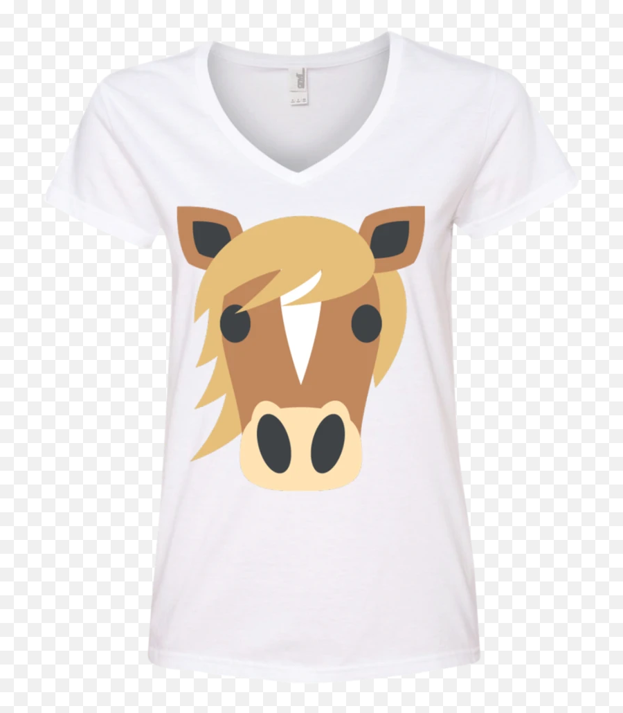 Horse Face Emoji Ladiesu0027 V - Neck Tshirt U2013 That Merch Store Emoji Horse Joypixels,Hyena Emoji