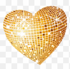 Gold Disco Heart Png Clipart Picture - Transparent Background Gold Heart Emoji,Golden Heart Emoji