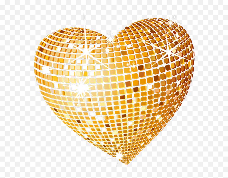 Gold Disco Heart Png Clipart Picture - Transparent Background Gold Heart Emoji,Golden Heart Emoji