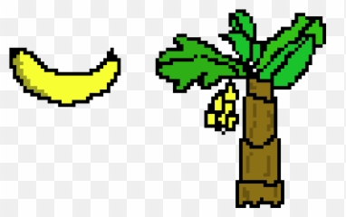 Banana And Banana Tree - Banana Tree Pixel Art Emoji,Tree Emoticon