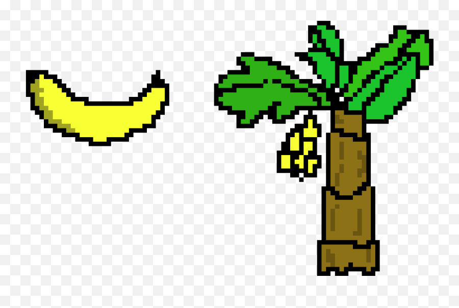 Banana And Banana Tree - Banana Tree Pixel Art Emoji,Tree Emoticon
