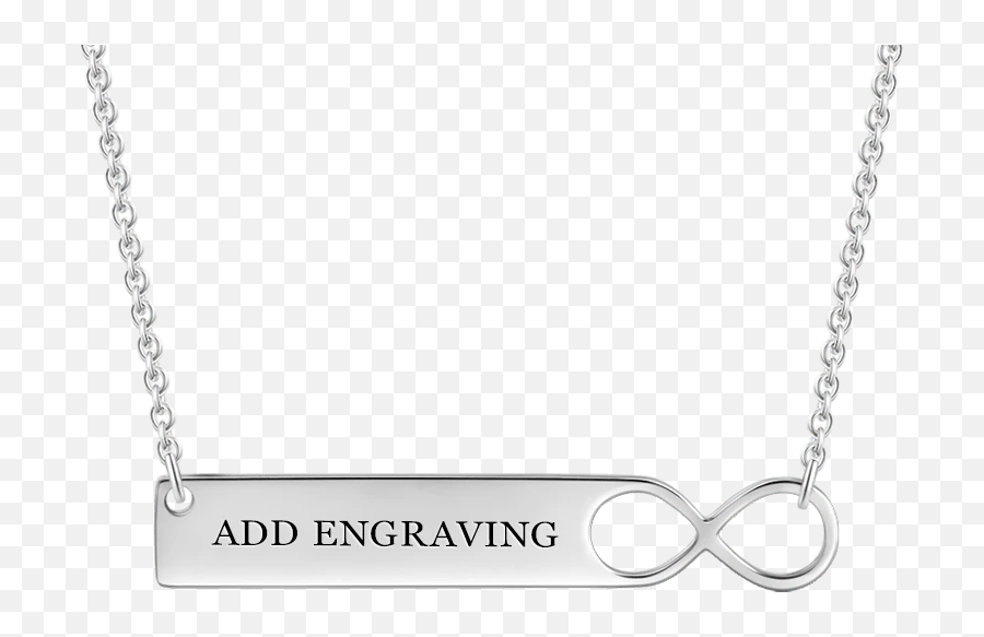 Engravable Infinity Bar Necklace Silver - Necklace Emoji,100 Emoji Necklace