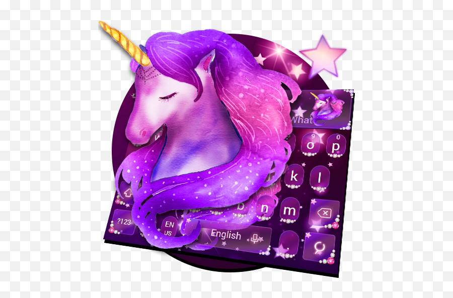 Purple Galaxy Unicorn Keyboard Theme - Galaxia Con Un Unicornio Emoji,Unicorn Emoji Android