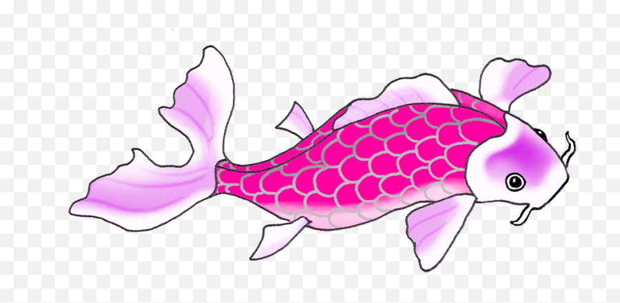 Lila Pink Koi Fish Drawing - Koi Emoji,Koi Fish Emoji