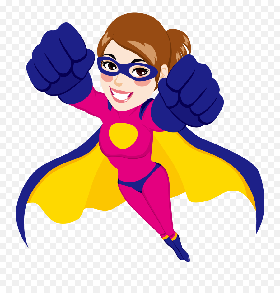 Transparent Background Girl Superhero Clipart - Superhero Cartoon Emoji,Superwoman Emoji