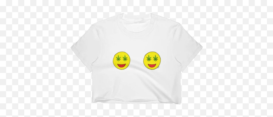 Cropped T - Shirt U2013 Coreypaigedesigns Smiley Emoji,Weed Emoticon