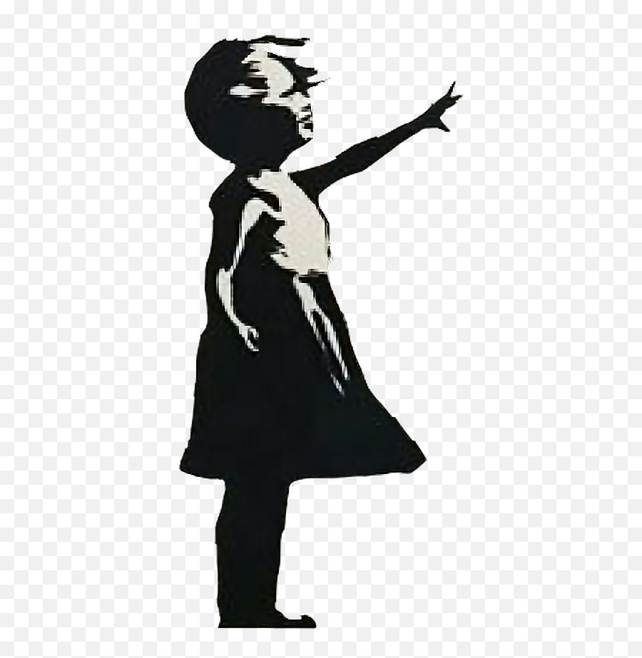 Girl Graffiti Blackandwhite Sticker By Jesus Is King - Banksy Girl With Balloon Moco Museum Emoji,Wind Blowing Emoji