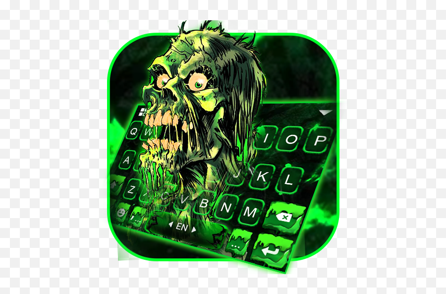 Green Zombie Skull Keyboard Theme - Green Zombie Skull Emoji,Zombie Emojis For Android
