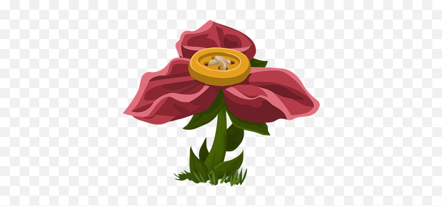 Free Pink Leaf Pink Illustrations - Flower Button Cartoon Png Emoji,Sakura Flower Emoji