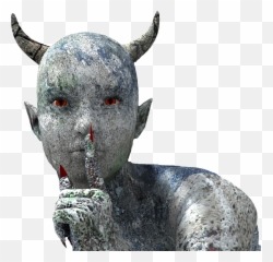 Demon Devil Horns Shhh Sticker By Jonathan - Demon Statue Png Emoji,Metal Horns Emoji