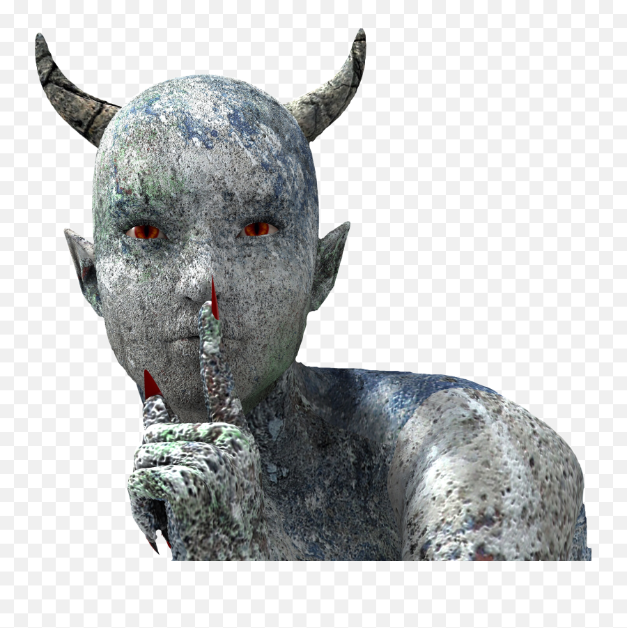 Demon Devil Horns Shhh Sticker By Jonathan - Demon Statue Png Emoji,Metal Horns Emoji