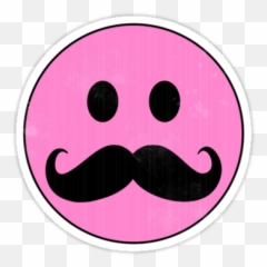 Smiley Face With Mustache - Pink Smiley Face With Mustache Emoji,Atom Emoji
