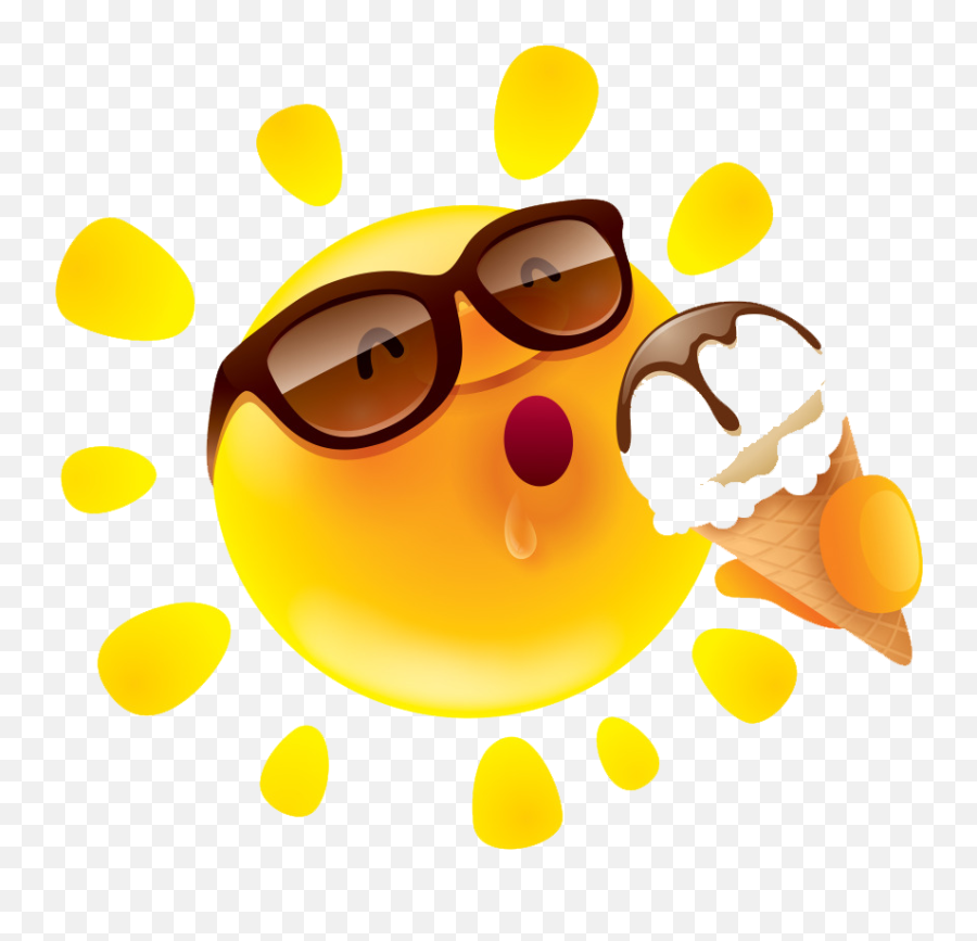 Smiley Clipart Eating Smiley Eating - Cartoon Transparent Background Sun Emoji,Ice Cream And Sun Emoji