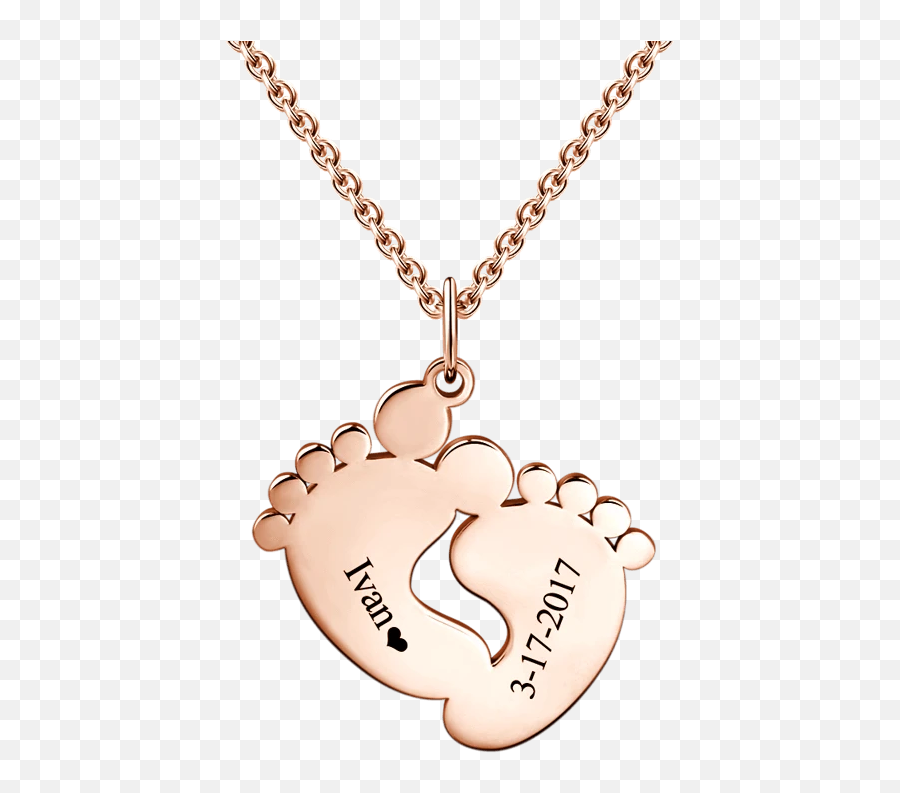 Personalized Baby Feet Necklace Rose - 18k Gold Baby Necklace Emoji,100 Emoji Necklace