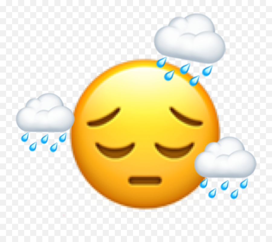 Cloud Clouds Pain Sad Iphone Sticker By - Happy Emoji,Rain Emoticon